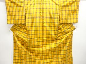 格子織出し米沢紬着物